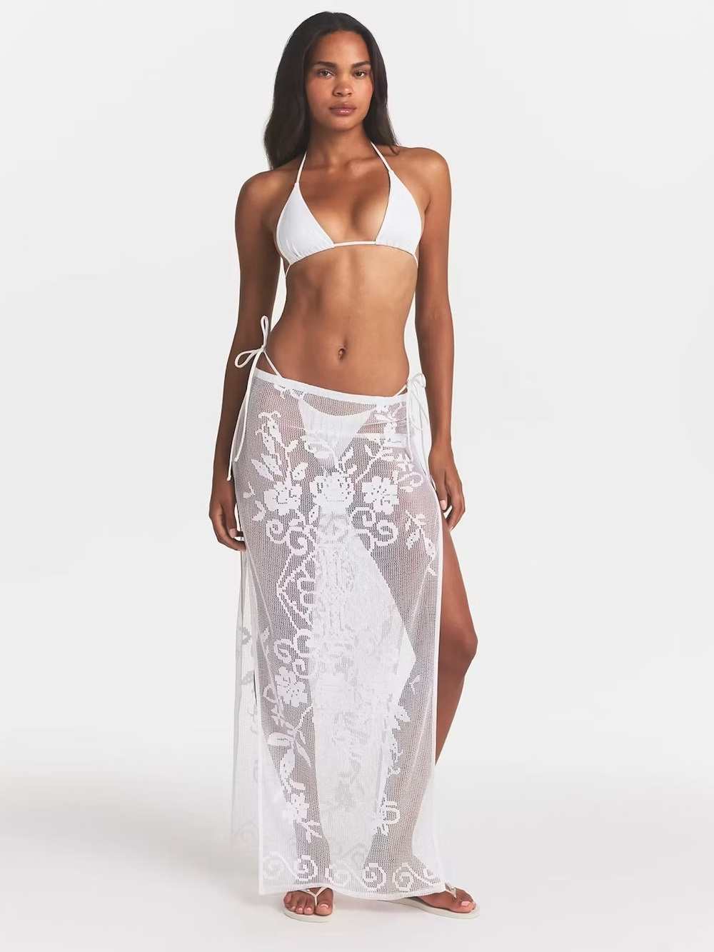 Skims Lace swim cover up maxi skirt